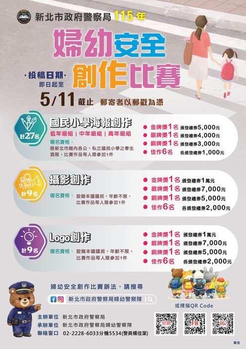 115年婦幼安全「國民小學海報創作」、「攝影創作」及「Logo創作」圖片