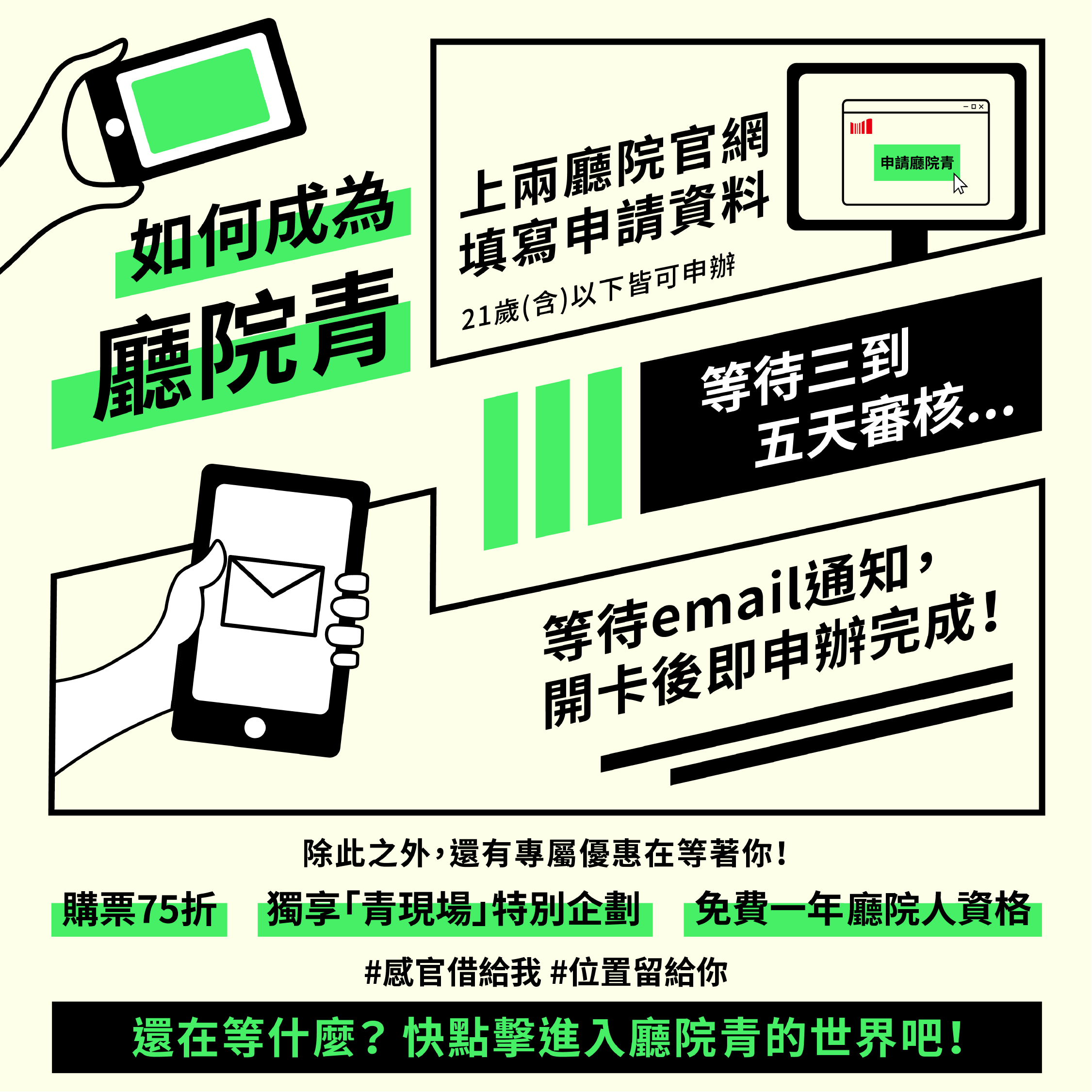 國家表演藝術中心國家兩廳院「國家兩廳院青年會員—廳院青」免費申辦資訊圖片